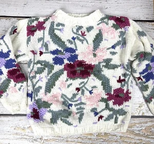 Vintage Hearts & Triangles Girls Acrylic Sweater Youth Size M/6 0146 - Picture 1 of 5