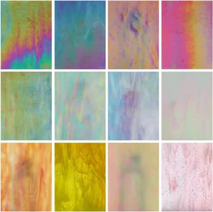 12 Sheets Iridescent Stained Glass Sheets for Mosaic Craft, 4x6 inch Bright New - Picture 1 of 12