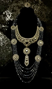 Heidi Daus 5 Strand Beaded Crystal Drop Necklace Set of 2 Exquisite Necklaces - Picture 1 of 5