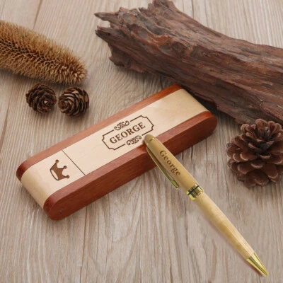 EDSG Personalised Engraved Wooden Ballpoint Pen and Box Set Graduation Christmas Gift