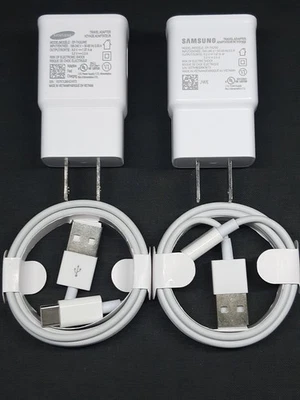 2 Pack OEM Samsung Galaxy Fast Wall Travel Adapter Charger & USB Type-C cables - Image 1 of 2