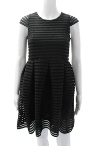 IKKS Childrens Girls Short Sleeves Pleated Front A Line Dress Black Size 12 - Picture 1 of 7