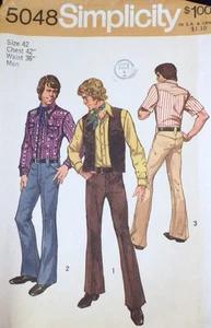De Colección Años 70 Simplicity 5048 Hombres Pantalones Western Camisa Chaleco PATRÓN DE COSTURA 42 pecho - Imagen 1 de 5