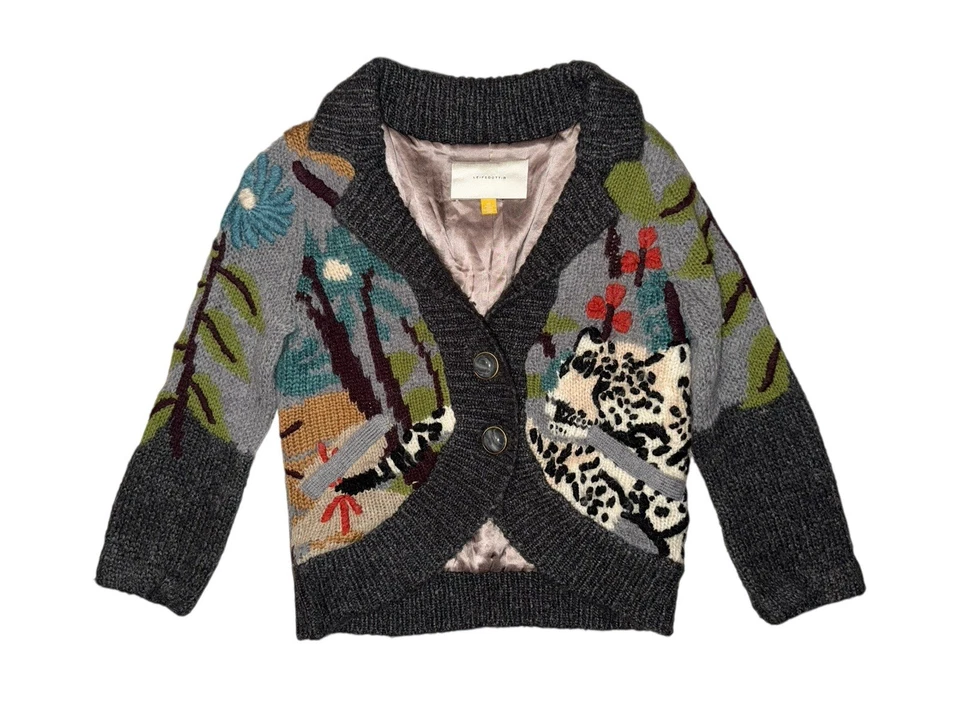 Cárdigan Leifsdottir Anthropologie Mohair Lana Hilo Escena Animal Suéter talla XS Foto 1 de 4