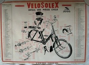 VELOSOLEX~S 3300~DETAIL des PIÈCES CYCLE~OCTOBRE 1964~MOTEUR N°3.283.293~SIFAC~ - Picture 1 of 2