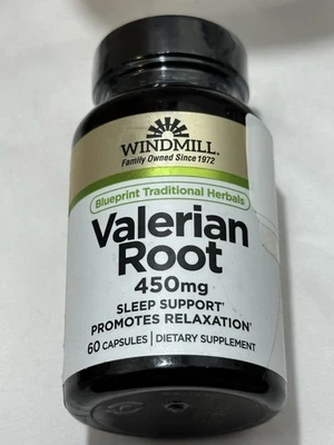 Raíz de Valeriana 450 mg. Extracto por Molino de Viento Promueve Descanso y Relajación 60 Cápsulas Foto 1 de 4