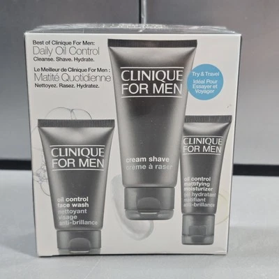 Clinique For Men Control diario de aceite limpieza, afeitado, hidratación 3 piezas Juego Nuevo en Caja Sellado Foto 1 de 4