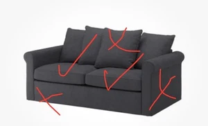 Ikea Gronlid SPARE SEAT COVER for 2 Seat Sofa - Sporda Dark Grey 805.011.02 - Picture 1 of 3