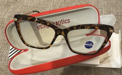 New Eclipse Optics Brown Tortoise Shell Reading Glasses Metal Arms - Image 1 of 2