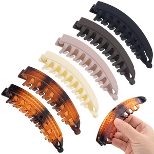 6 Stück Bananen Haarspangen, rutschfeste große Haarkrallen für Frauen, klassische Doppelk... - Bild 1 von 7