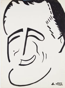 Eddie VITCH 'Franklin D. Roosevelt' - original signed ink portrait, unique - Picture 1 of 3