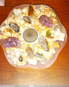 Edelsteinräucherschale aus Glas braun geschleiert mit Drusenstücken - Bild 1 von 10