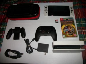 Nintendo Switch OLED White Console Bundle w/2 games,case,extra controller,more - Picture 1 of 14