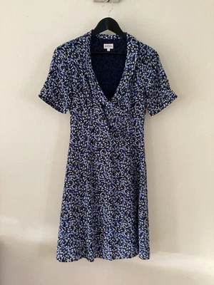 Gorgeous Ladies Brora Blue Patterned 100% Silk Dress, UK Size 10, Good Condition - Image 1 of 4