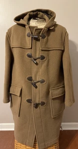 Brooks Brothers Duffle Coat Men's Large Wool Hooded Brown Toggle Buttons Winter - Picture 1 of 18