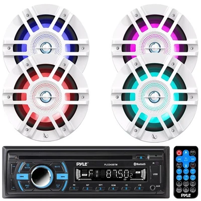 Pyle PLCD43BTM 1-DIN MP3 Receptor Bluetooth, 4x Altavoces LED RGB Max 6.5" 300W Foto 1 de 4