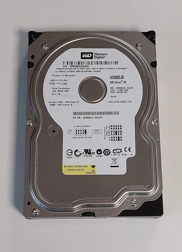 Festplatte WD CAVIAR SE WD800JB 80GB 7200U/min 8MB ATA PATA IDE 3.5" Zoll - TOP - Bild 1 von 1