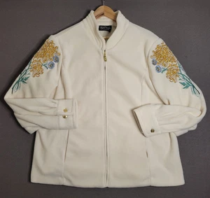 Giacca maglione pile Bob Mckie Wearable Art donna taglia XL ricamato full zip - Foto 1 di 17