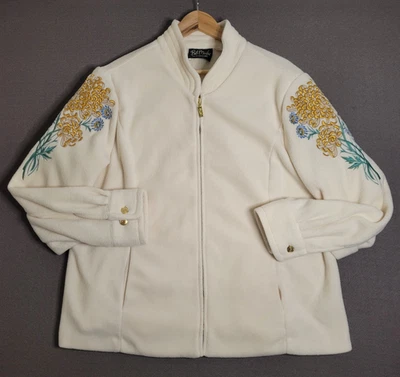 Chaqueta Suéter Bob Mckie Usable Art Para Mujer Talla XL Bordada Cremallera Completa Polar Foto 1 de 4