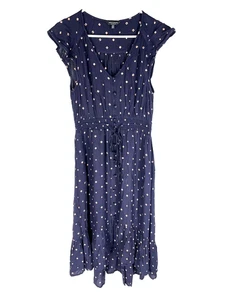 LUCKY BRAND Kleid M Blau Midi Beachy Frühling Sommer Flatterärmel Bindeband Taille - Bild 1 von 4