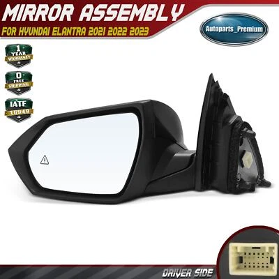 Espejo retrovisor eléctrico para conductor con punto de fijación para Hyundai Elantra 2021-2023 construido en EE. UU./Corea Foto 1 de 4