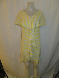 WOMENS BLOOMINGDALE'S PEARL WHITE,YELLOW STRIPED DRESS SIZE M - Picture 1 of 6