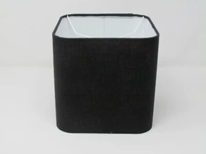 Lampenschirm schwarz strukturiert 100% Leinen abgerundet eckig Lampenschirm - Bild 1 von 9