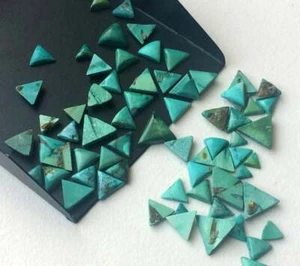 Tibetan Turquoise Trillion Cabochon Pack 5 Pcs 8mm-15mm Turquoise Trillion Cabs. - Picture 1 of 6