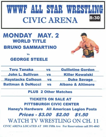 GEORGE STEELE vs BRUNO SAMMARTINO 8X10 POSTER PHOTO WRESTLING PICTURE WWF Cover