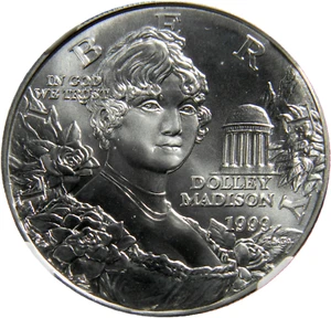 Medalla de plata conmemorativa P Dolley Madison 1999 NGC MS 69 (19-4) - Imagen 1 de 4