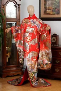 DEAR VANILLA JAPANESE SILK UCHIKAKE WEDDING KIMONO WOMEN'S JAPAN MADE GENUINE - Picture 1 of 9