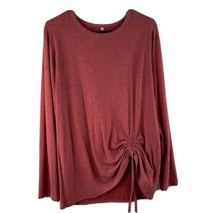 Unbranded Shirt Ruched Tie Front Long Sleeve Medium Womens Red - Picture 1 of 7