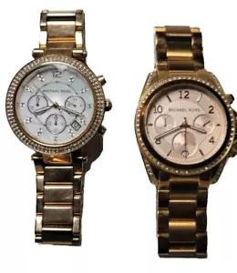 Michael Kors Women's Lot Of 2 Chronograph Date Watches - MK 5293 5491 - Read* - Picture 1 of 9
