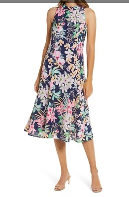 Vestido Donna Ricco New York Sin Mangas Floral Midi Ajuste y Acampanado Talla 12 Elegante Foto 1 de 4