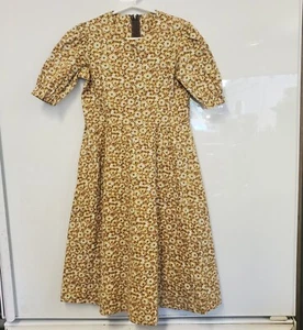 Vestido de pradera hecho a mano para niñas Amish, con cremalleras, bronceado floral, talla 6 - Imagen 1 de 7