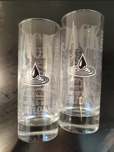 Jack Daniels Set of 2 MyEtched 6” Ht Whiskey Highball Glasses drop by drop - Picture 1 of 6