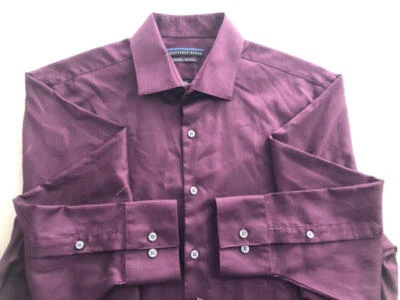Camisa de Vestir GEOFFREY BEENE NUEVA SIN ETIQUETAS Púrpura Algodón Poli Sin Planchar 161/2 32-33 Foto 1 de 4