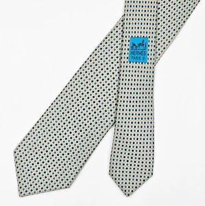 Corbata Hermes Corbata Seda 5697 PA Geométrica en Caqui Beige - Imagen 1 de 6