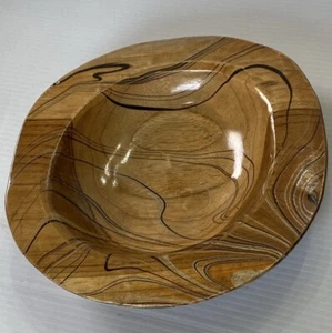 Vintage Handmade African Black Limba Wood Bowl Hand turned 9” Weights 1.5 Pounds - Picture 1 of 24