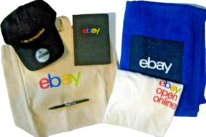 Ebay Open Online Swag Bundle 2023- Hat-Beach Towel-Journal- Pen-Tote-Tee Shirt L - Picture 1 of 11
