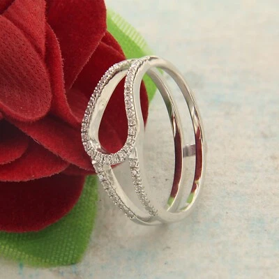 0.50 Ct Round Cut Zirconia Enhancer Wedding Band Ring Gift 14K White Gold Plated - Image 1 of 4