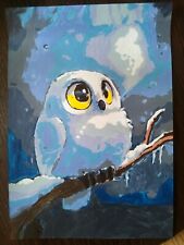Watercolor drawing "White Owl" (no frame)
