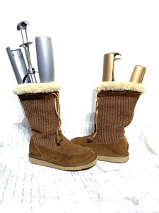 UGG Australia 5124 Knit Pre-loved Ladies Crochet Tan Suede Boots Uk 5/5.5 - Picture 1 of 10