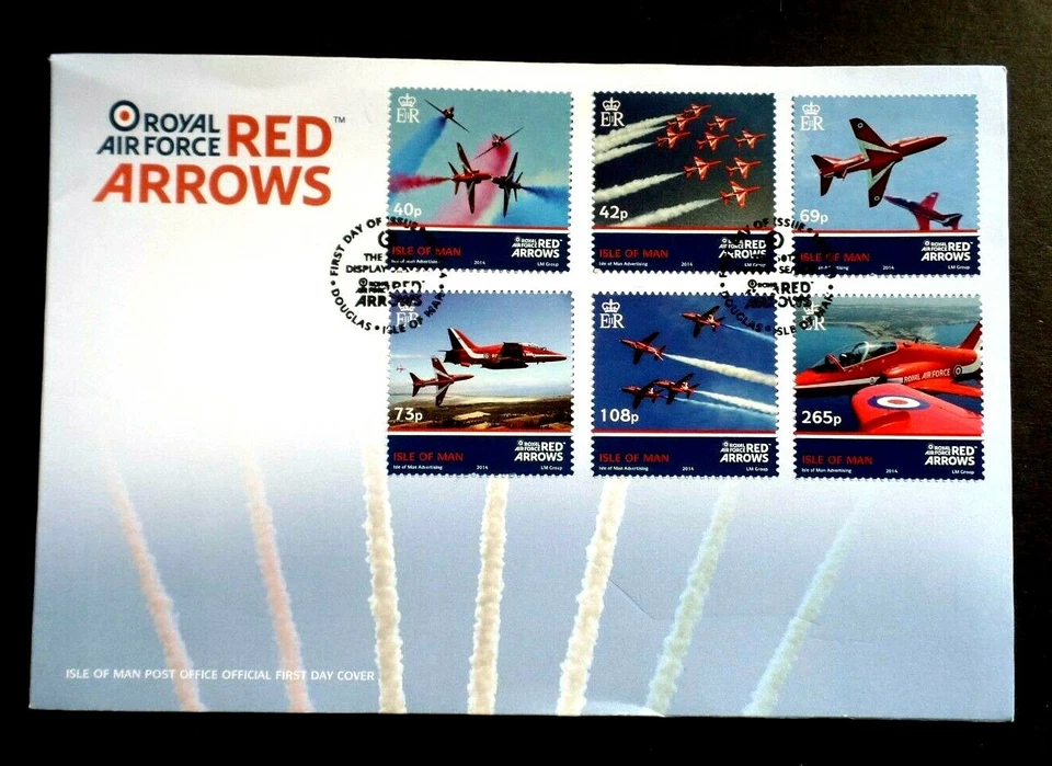 I.O.M. 19 Feb 2014 Red Arrows 6v s/adh FDC - Image 1 of 1