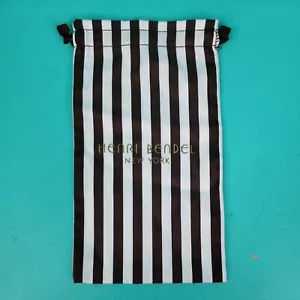 Henri Bendel brauner elfenbeinfarbener Staubbeutel 10,5"" x 6"" gestreifter Kordelzug Logo - Bild 1 von 4