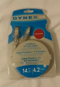 NEW Dynex DX-C112231 FireWire IEEE-1394 6/4-Pin Cable 14ft Computer Networking - Picture 1 of 2
