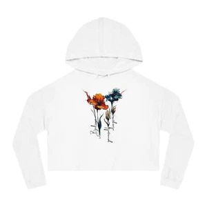 Cropped Hoodie For Women, Womens Lightweight minimalist Crop Hooded Sweatshirt O - Picture 1 of 18