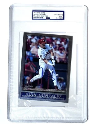 JUAN GONZALEZ Signed 1998 Topps Chrome Card Jumbo 4x6 Texas Rangers PSA Slab - Image 1 of 3