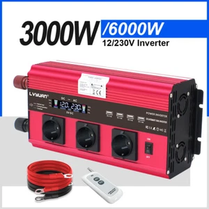 3000W 6000W Spannungswandler Wechselrichter 12V 230V Inverter 4USB Fernbedienung - Picture 1 of 7
