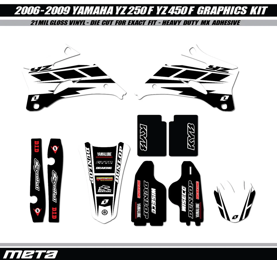 KIT GRÁFICOS YAMAHA TEAM YAMAHA YZ250F YZ450F Laminado 2006 2007 2008 2009 Foto 1 de 3